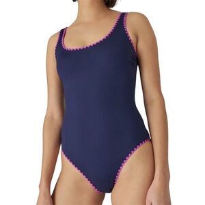 NWT Lucky Brand Navy and Pink Women's Swimsuit- Size M